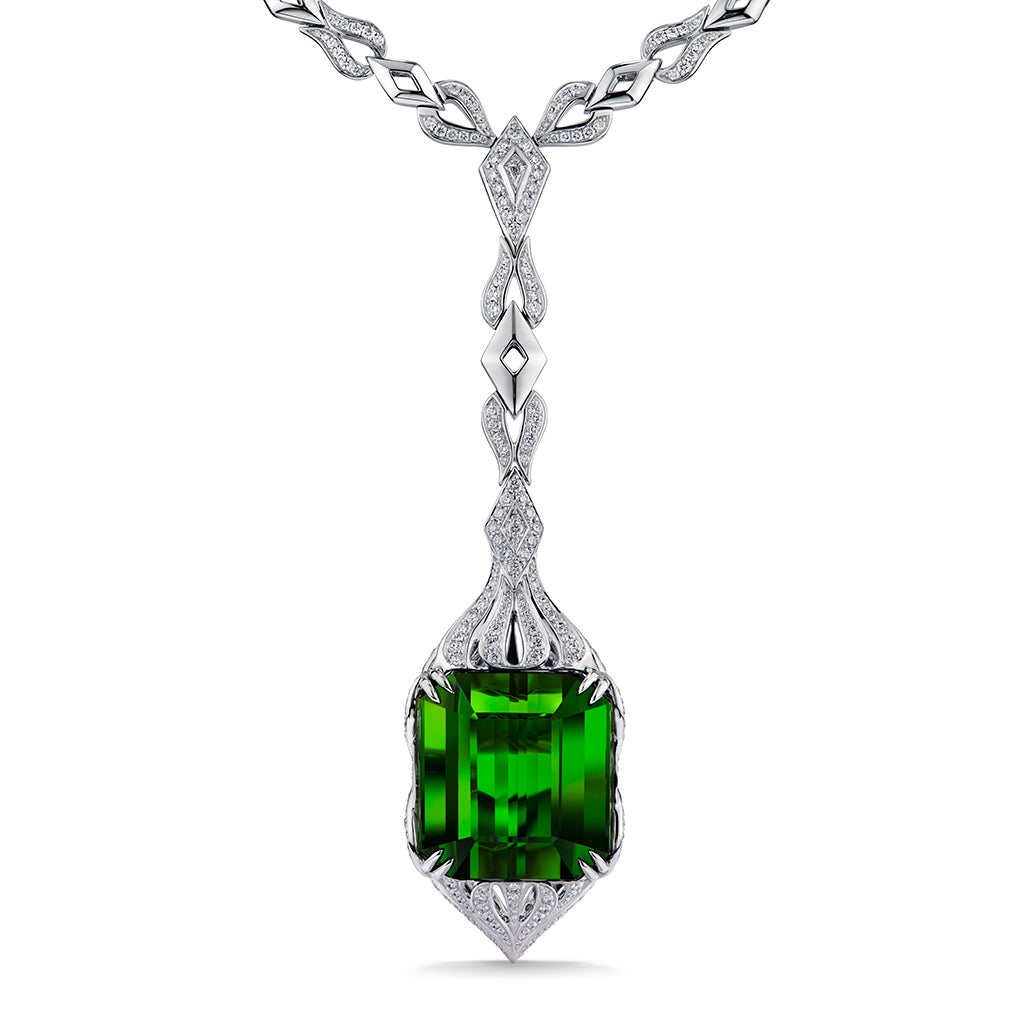 Santa Rosa Tourmaline Necklace with D Flawless Diamonds set in 18K
