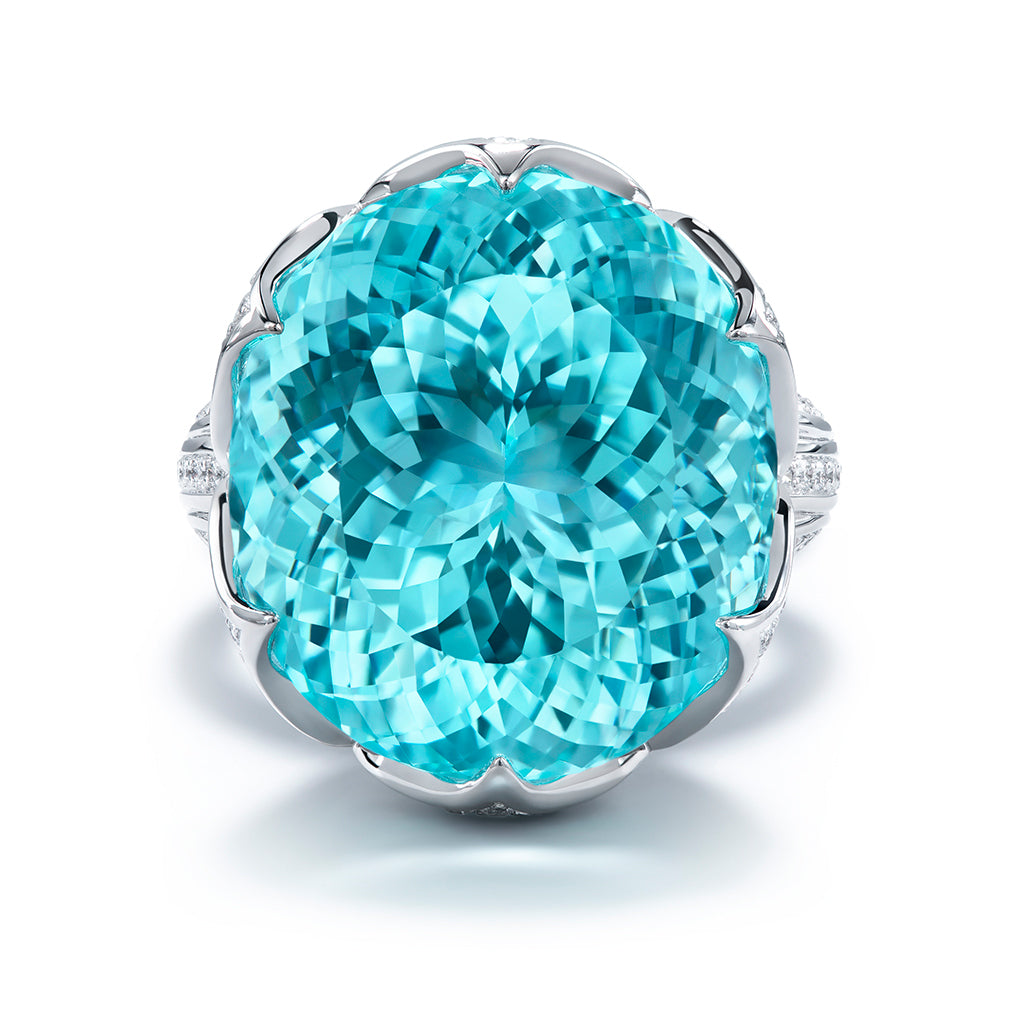 Paraiba Tourmaline Ring with D Flawless Diamonds set in 18K White