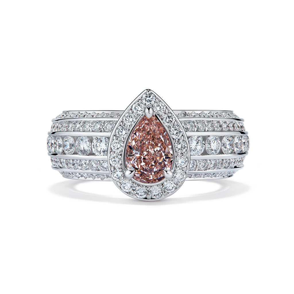 Argyle Fancy Pink Diamond Ring with D Flawless Diamonds set in 18K 