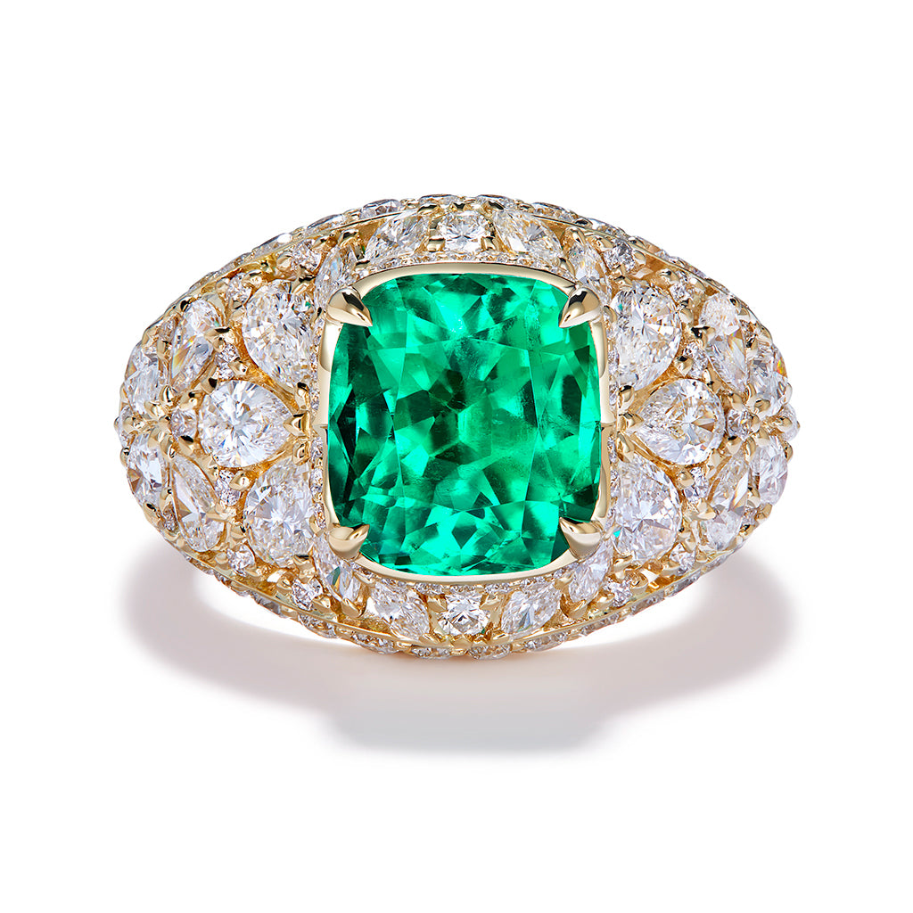 Muzo Colombian Emerald Ring with D Flawless Diamonds set in 18K