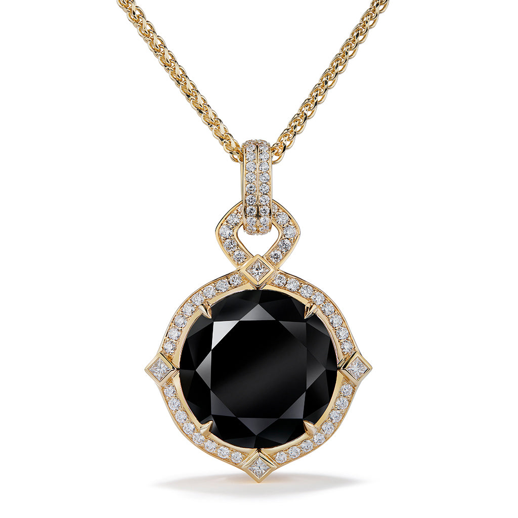 Black Diamond Necklace with D Flawless Diamonds set in 18K Yellow