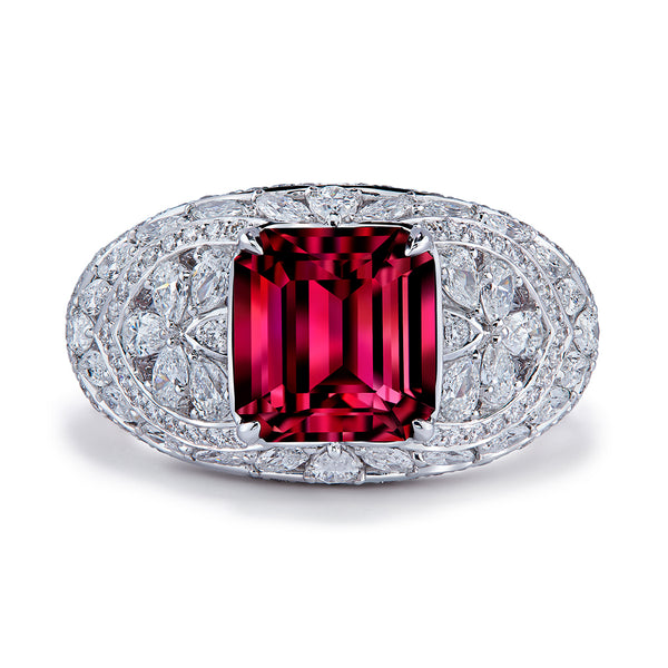 Luc Yen Red Spinel Ring with D Flawless Diamonds set in 18K White Gold