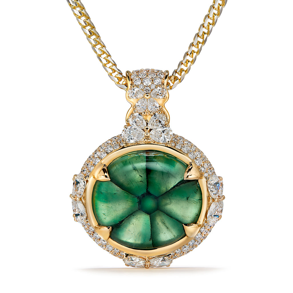 Trapiche Colombian Emerald Necklace with D Flawless Diamonds set in 18 –  Kat Florence, image size:1024x1024