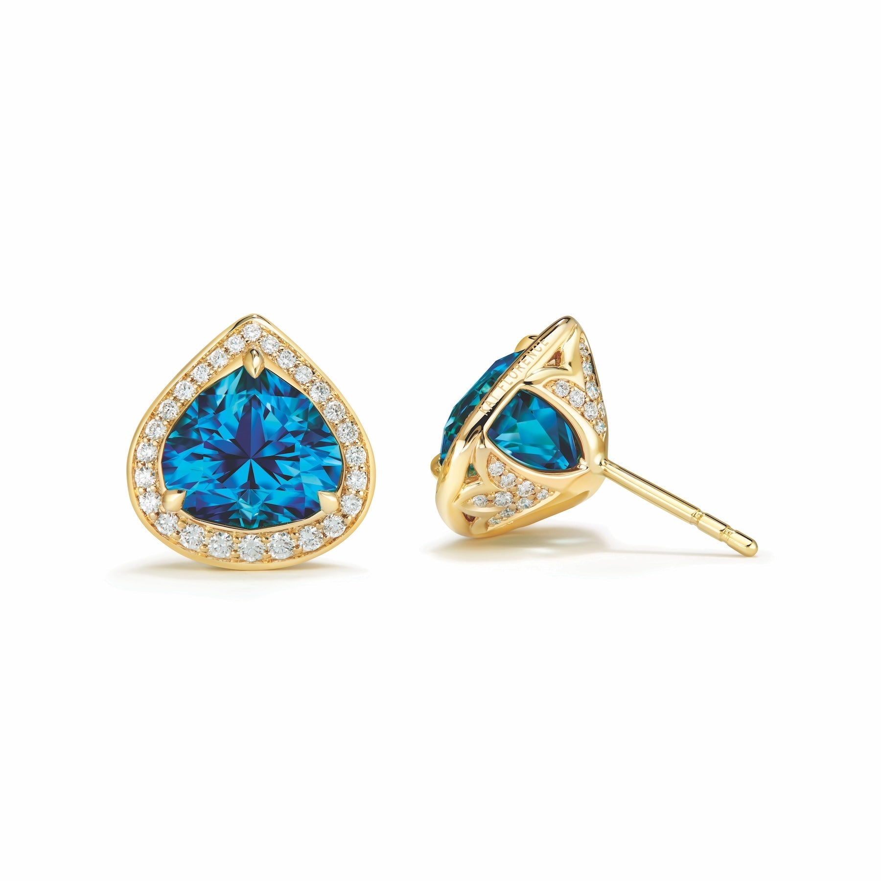 GOLDEN BLUE The DIAMOND 450ml 36.5% 韓国 Blue Zircon Earrings with D Flawless Diamonds set in 18K Yellow