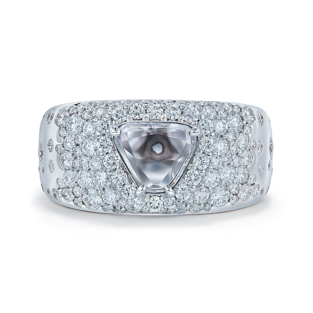 Trapiche Diamond Ring with D Flawless Diamonds set in 18K White 