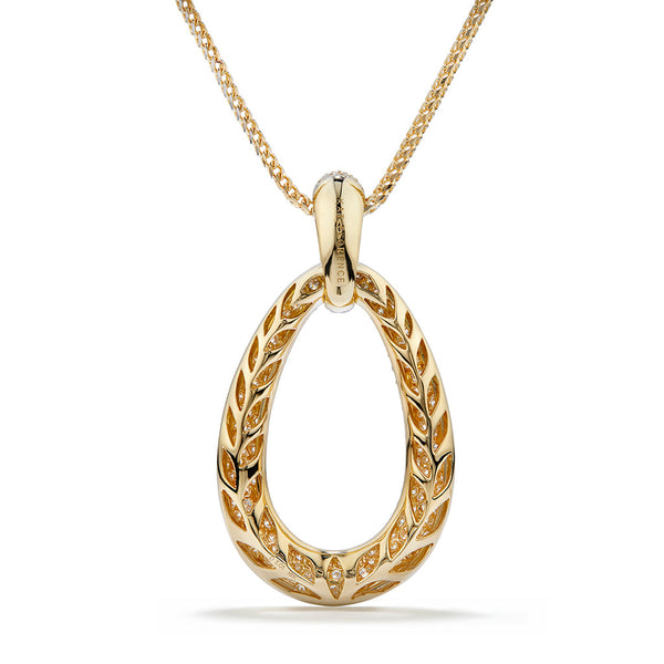 Raindrop D Flawless Diamond Necklace set in 18K Gold