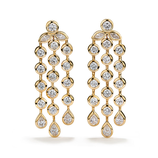 Raindrops D Flawless Diamond Earrings set in 18K Yellow Gold