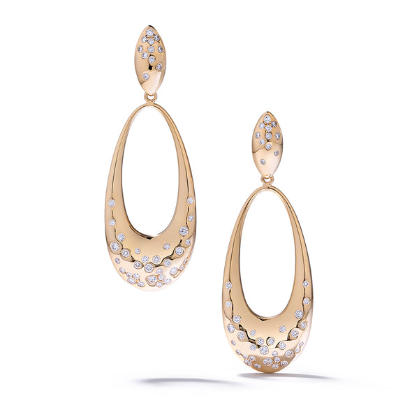 Floating D Flawless Diamond Earrings set in 18K Yellow Gold