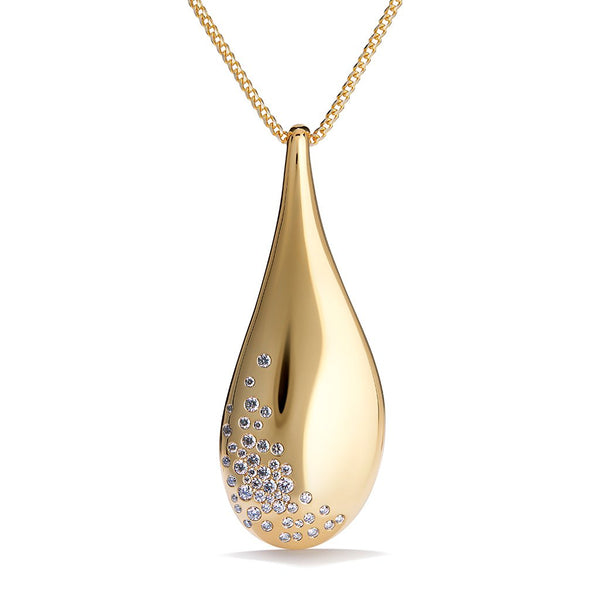Golden Drop D Flawless Diamond Necklace set in 18K Gold