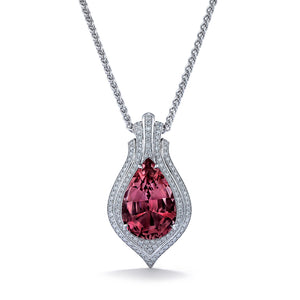 Madagascar Morganite Necklace with D Flawless Diamonds set in 18K White Gold