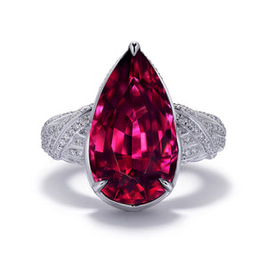 Rubellite Ring with D Flawless Diamonds set in 18K White Gold