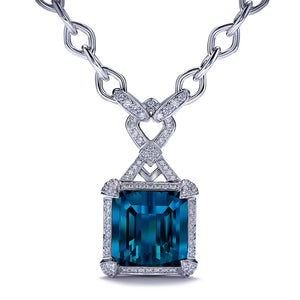 Indicolite Necklace with D Flawless Diamonds set in 18K White Gold