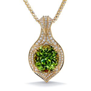 Unheated Neon Yellowish Paraiba Necklace with D Flawless Diamonds set in 18K Yellow Gold