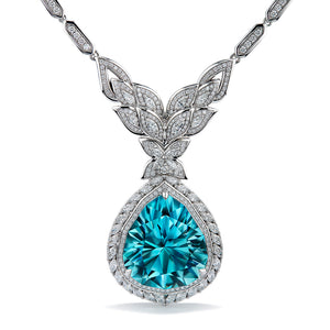 Paraiba Tourmaline Necklace with D Flawless Diamonds set in 18K White Gold