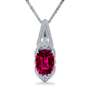 Rubellite Necklace with D Flawless Diamonds set in 18K White Gold
