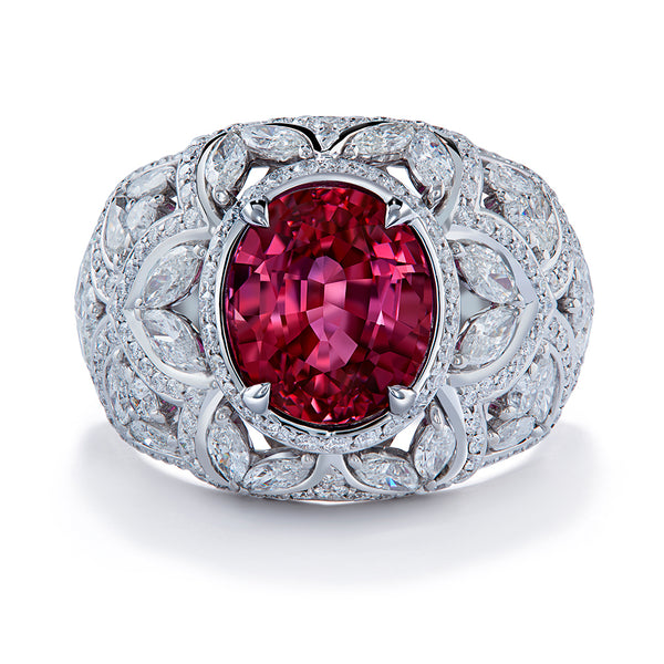 Unheated Jedi Ruby Ring with D Flawless Diamonds set in 18K White Gold