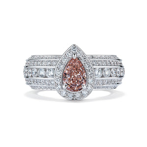 Argyle Fancy Pink Diamond Ring with D Flawless Diamonds set in 18K White Gold