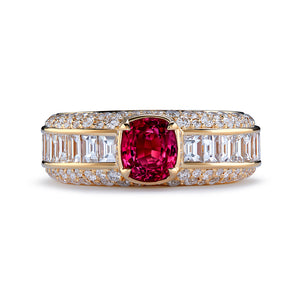 Unheated Luc Yen Jedi Ruby Ring with D Flawless Diamonds set in 18K Yellow Gold