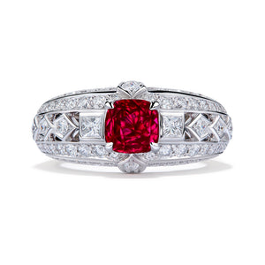 Unheated Luc Yen Jedi Pigeons Blood Ruby Ring with D Flawless Diamonds set in 18K White Gold