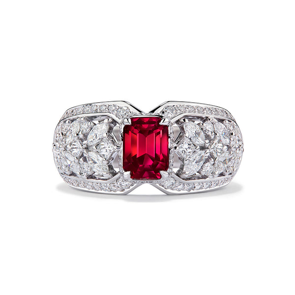 Unheated Luc Yen Jedi Ruby ring with D Flawless Diamonds set in 18K White Gold