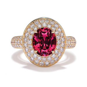 Mahenge Spinel Ring with D Flawless Diamonds set in 18K Yellow Gold