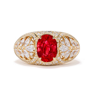 Neon Jedi Spinel Ring with D Flawless Diamonds set in 18K Yellow Gold