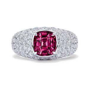 Neon Ceylon Spinel Ring with D Flawless Diamonds set in 18K White Gold