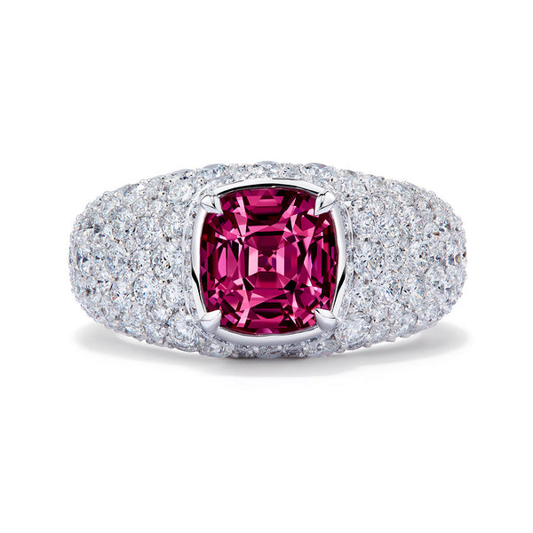 Neon Ceylon Spinel Ring with D Flawless Diamonds set in 18K White Gold