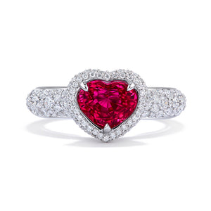 Unheated Jedi Mozambique Pigeon Blood Ruby Ring with D Flawless Diamonds set in 18K White Gold