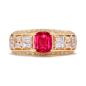 Unheated Jedi Ruby Ring with D Flawless Diamonds set in 18K Yellow Gold