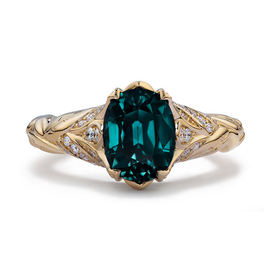 Madagascar Colour Change Garnet Ring with D Flawless Diamonds set in 18K Yellow Gold