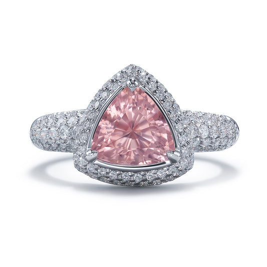 Mogok Titanium Grossular Garnet Ring with D Flawless Diamonds set in 18K White Gold