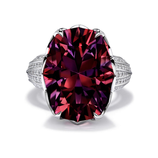 Neon Titanium Tourmaline Ring with D Flawless Diamonds set in 18K White Gold