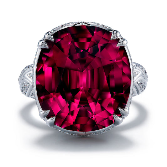 Neon Tourmaline Ring with D Flawless Diamonds set in 18K White Gold