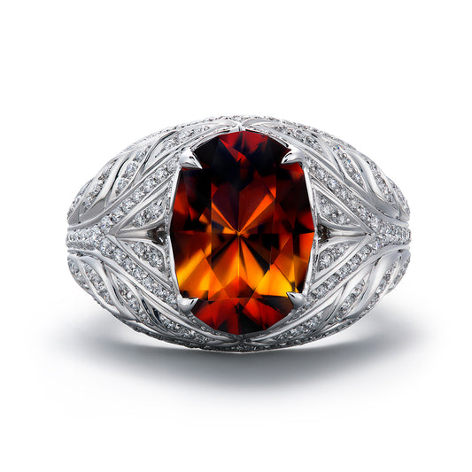 Bastnasite Ring with D Flawless Diamonds set in 18K White Gold