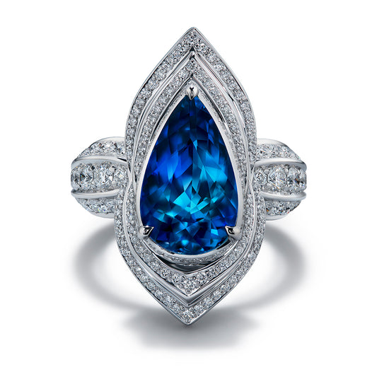 Santa Maria Aquamarine Ring with D Flawless Diamonds set in 18K White Gold