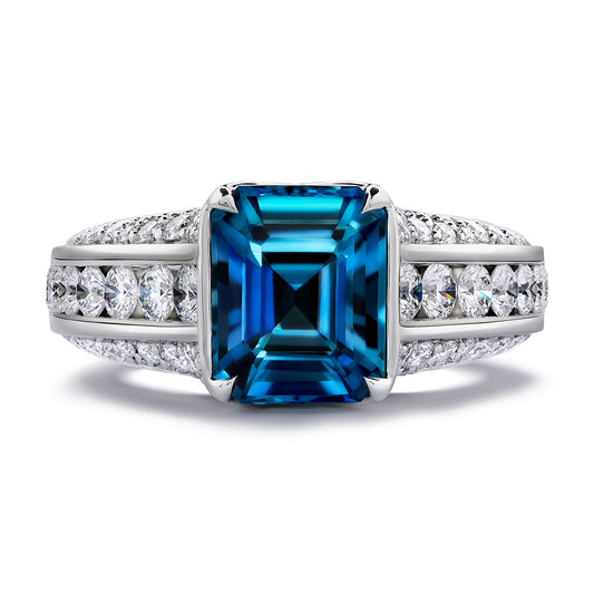 Santa Maria Aquamarine Ring with D Flawless Diamonds set in Platinum