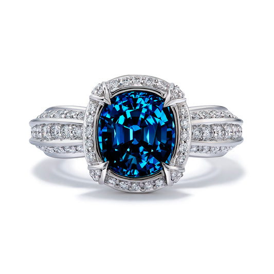 Cobalt Spinel Ring with D Flawless Diamonds set in 18K White Gold
