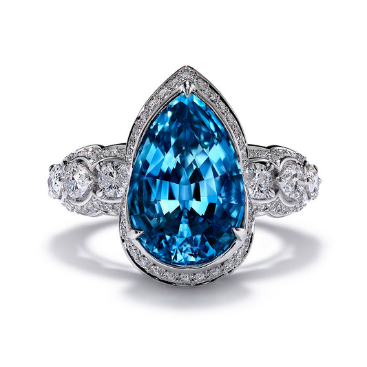 Santa Maria Aquamarine Ring with D Flawless Diamonds set in 18K White Gold