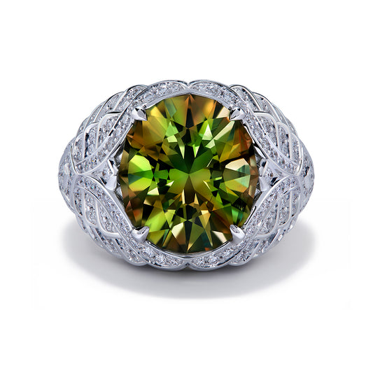 Mali Garnet Ring with D Flawless Diamonds set in 18K White Gold