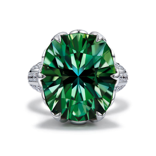Neon Titanium Tourmaline Ring with D Flawless Diamonds set in 18K White Gold