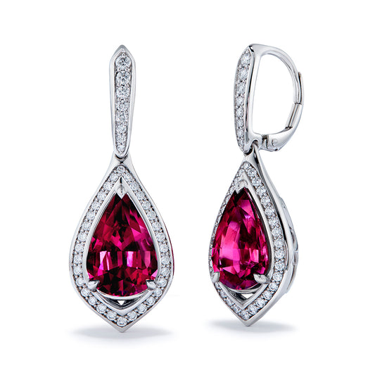 Cruzeiro Rubellite Earrings with D Flawless Diamonds set in 18K White Gold