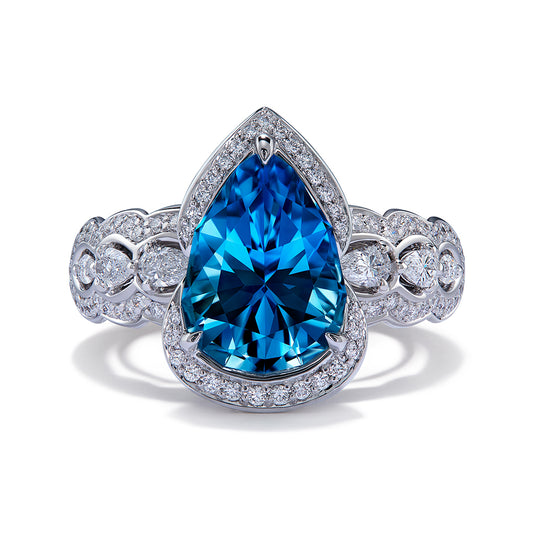 Santa Maria Aquamarine Ring with D Flawless Diamonds set in 18K White Gold