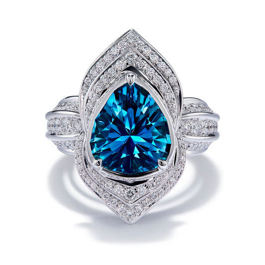 Santa Maria Aquamarine Ring with D Flawless Diamonds set in 18K White Gold