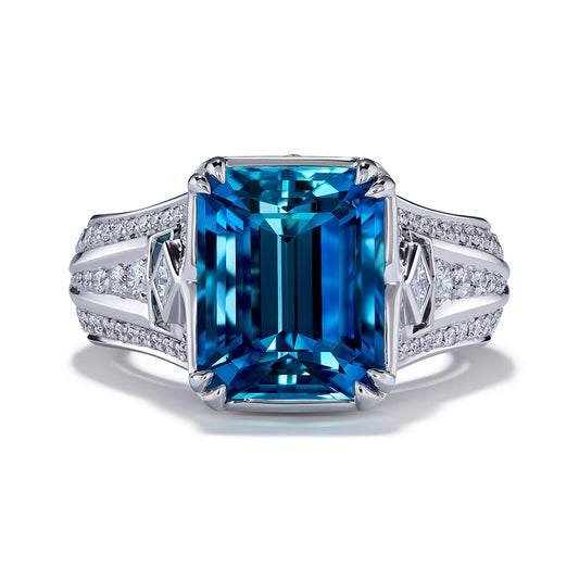 Santa Maria Aquamarine Ring with D Flawless Diamonds set in 18K White Gold