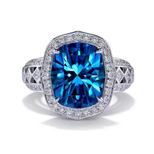 Santa Maria Aquamarine Ring with D Flawless Diamonds set in 18K White Gold