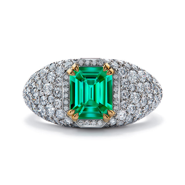 Panjshir Emerald Ring with D Flawless Diamonds set in Platinum