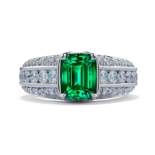 Russian Emerald Ring with D Flawless Diamonds set in Platinum