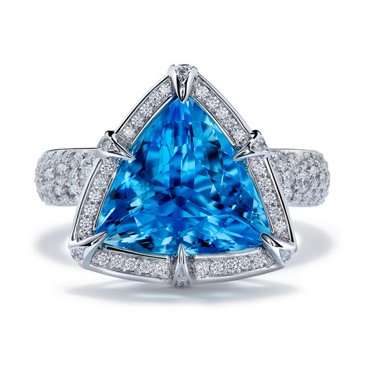Santa Maria Aquamarine Ring with D Flawless Diamonds set in 18K White Gold
