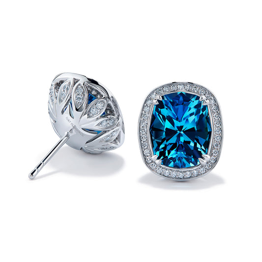 Santa Maria Aquamarine Earrings with D Flawless Diamonds set in 18K White Gold